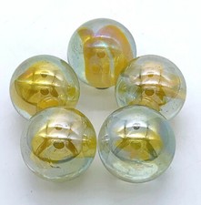New 2021 Rainbow Iridescent 25mm Mega Marble Shooters Pk 5 Yellow Cat's Eye Cats