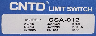 CNTD CSA 012 Limit Switch Top Roller Lever Plunger 220-250 VAC
