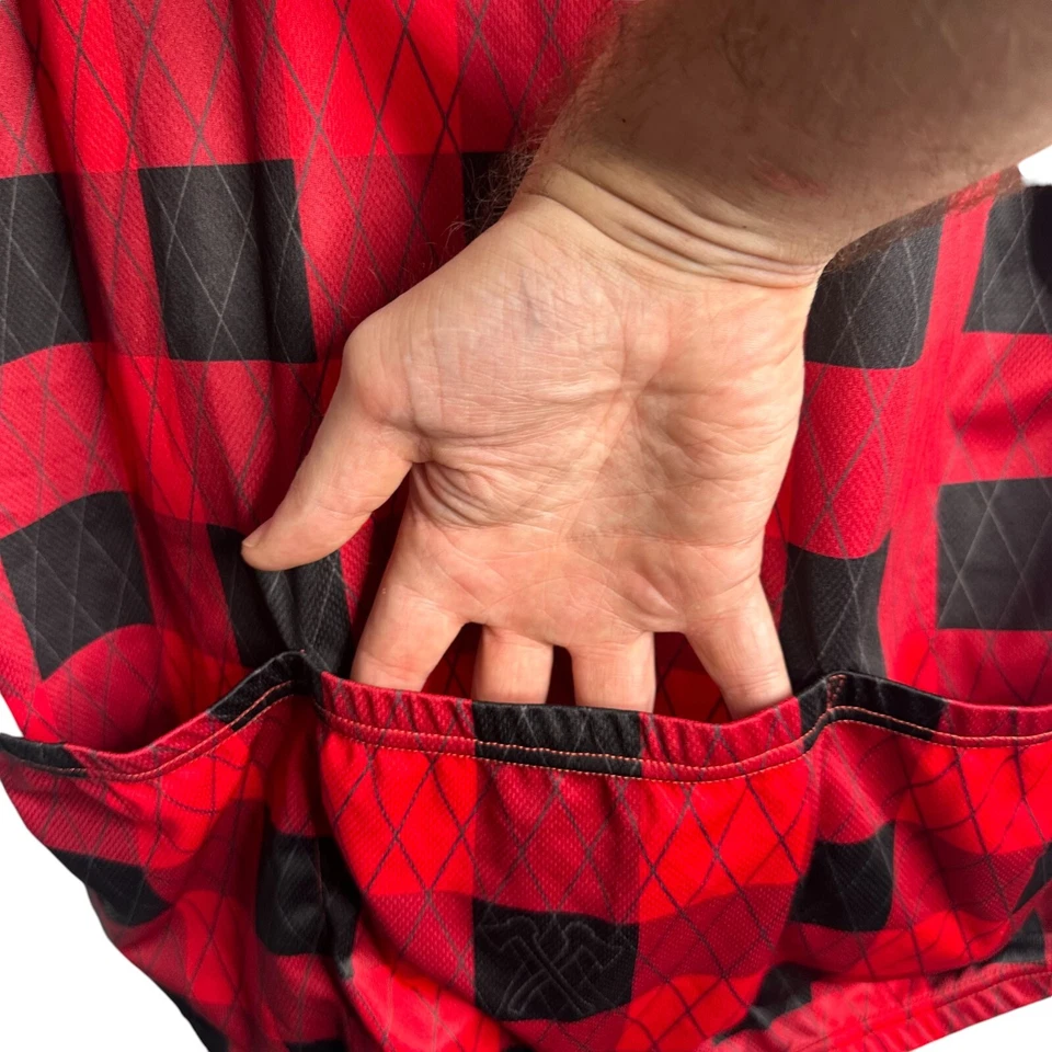 Camiseta deportiva de ciclismo Primal Wear 3XL para hombre roja negra a cuadros madera manga corta BIKEIOWA Foto 3 de 4