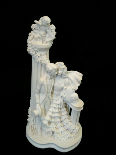 1988 NORMAN WILTON Wedding Cake Topper "Heart Strings" Bisque Porcelain UR CHOIC - Picture 6 of 10