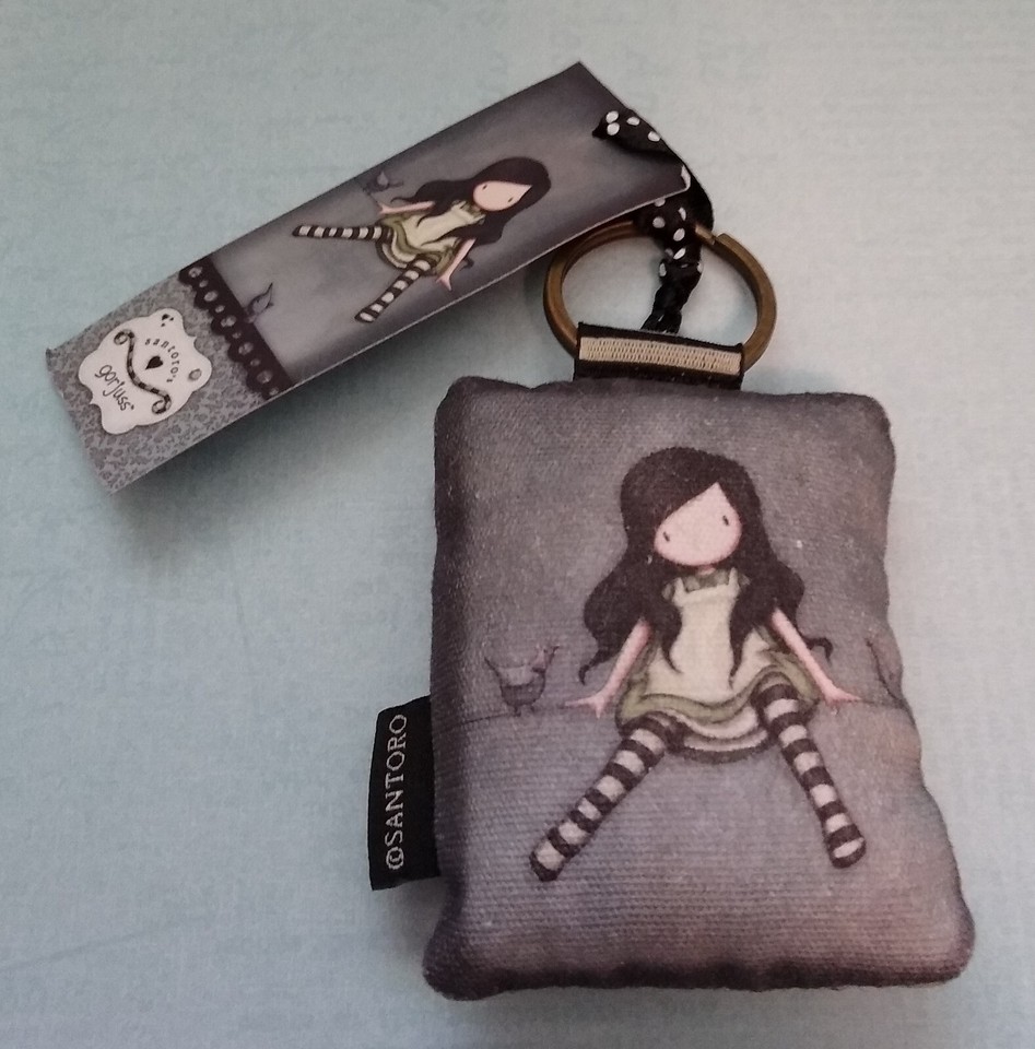 Santoro Gorjuss Keyring, Girl with Birds, Puffy Pillow Type, Striped