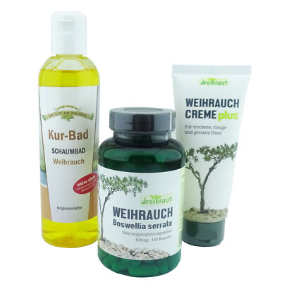 Vorteilspaket: dreikraut Weihrauchkapseln, Weihrauchcreme und Weihrauch-Kurbad