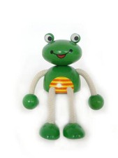 Wooden Toy Swing Figure Frog 100x70x110mm NEW Figure Spring
