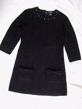 Sutton Studio Petite Size P S Crochet Sweater Dress Black Super Soft