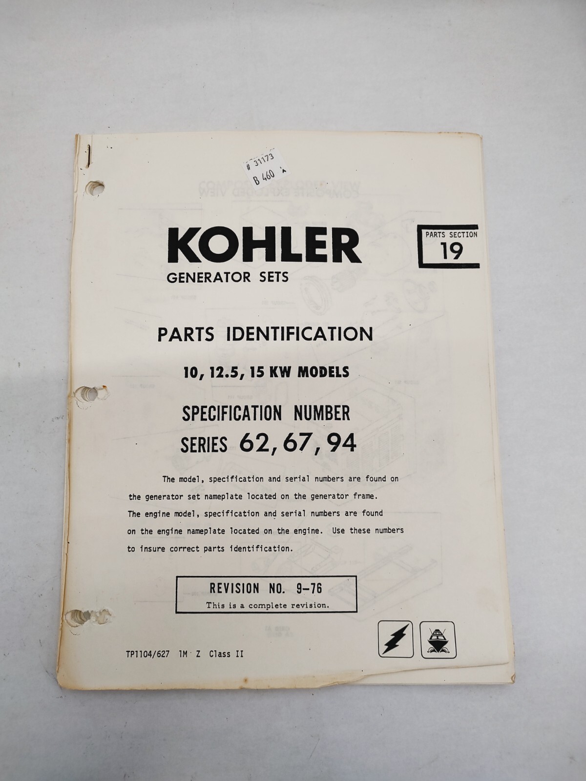 Sets Parts Identification 10,12.5,15kw Models Tp1104/627