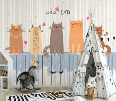 3D Cartoon Cute Cat A73 Wallpaper Wall Mural Removable Self-adhesive Sticker Zoe