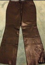 NWT Harley Davidson Leather Embroidered Pants. Overlayed Riding Motorcycle 32