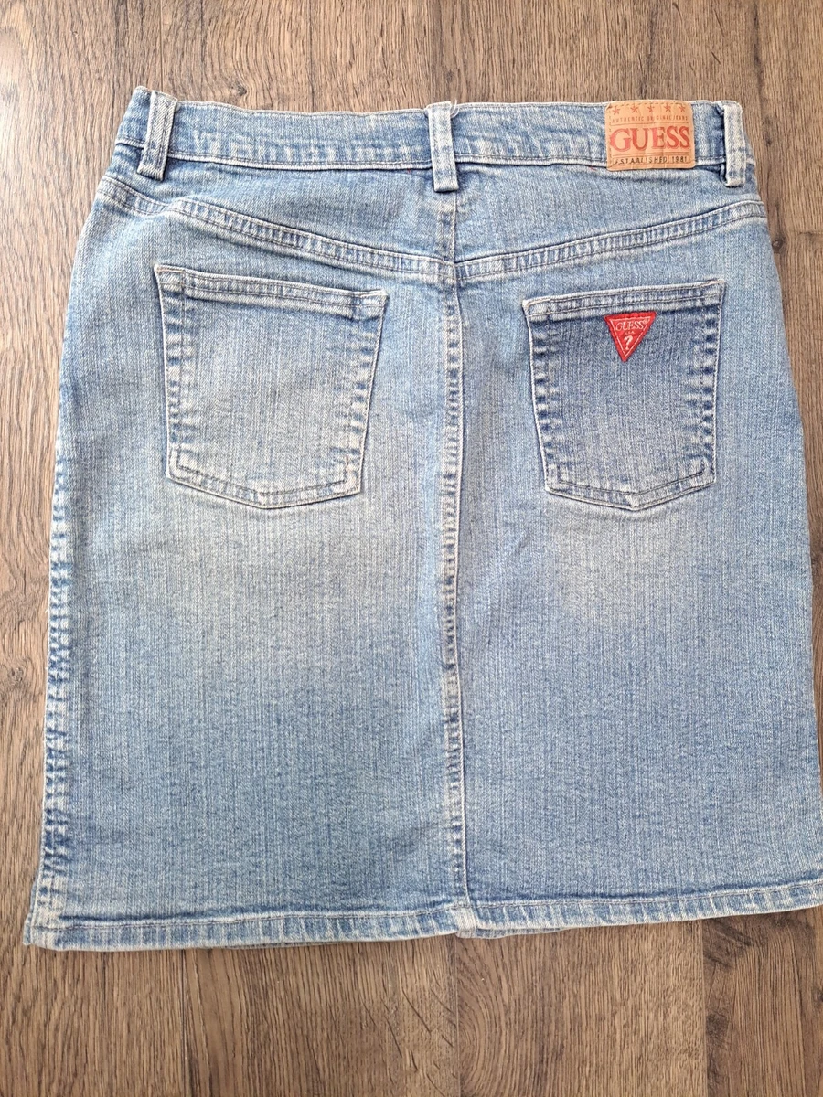 Vintage Guess Jeans USA Women's 80's 90's Denim Skirt with Split