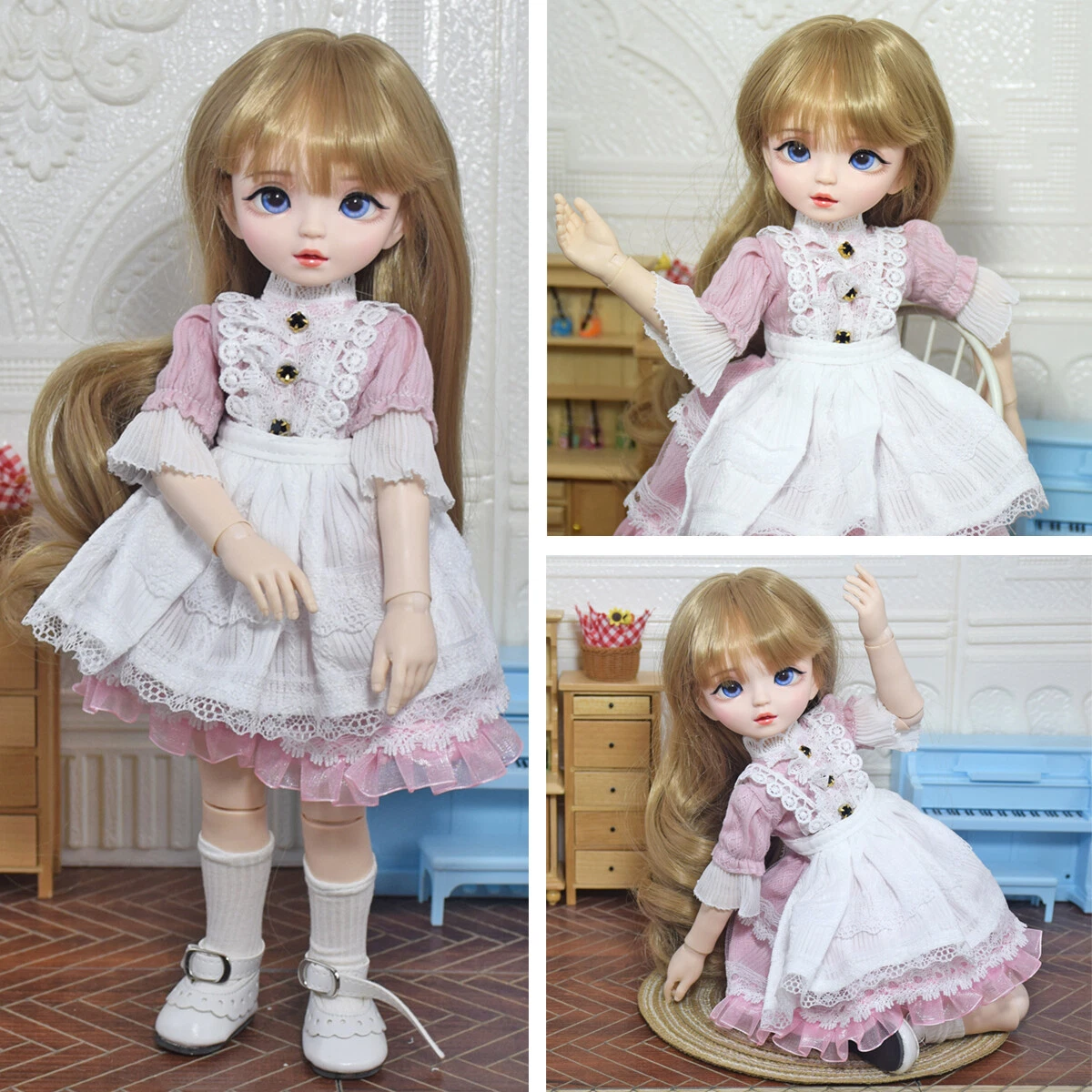 13in BJD Doll 33cm Ball Jointed Dolls with Full Outfits Dress Wig Shoes Makeup