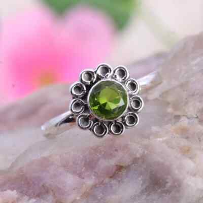 Peridot Ring, 925 Sterling Silver Band  Ring, Statement Ring Handmade   All size