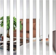 10 Pcs White Mirror Wall Stickers Striped Design Mirror Art Tile Decal DIY Se...