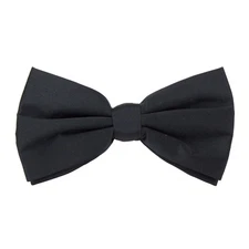 Formal Black Clip-On Bow Tie with Tuxedo-Style Sheen, Durable Metal Clip