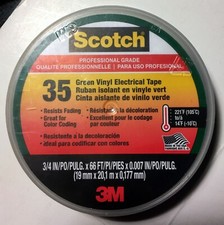 Genuine Scotch 3M Professional Grade 3/4" x 66' Green Vinyl Electrical Tape NEW