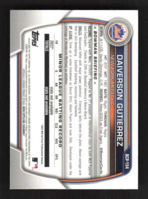 Daiverson Gutierrez 2023 Bowman Chrome 1st New York Mets