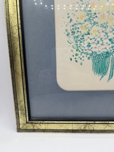 Vintage Framed Bouquet Flower Floral Art Boho Style 14x16" - Picture 6 of 9