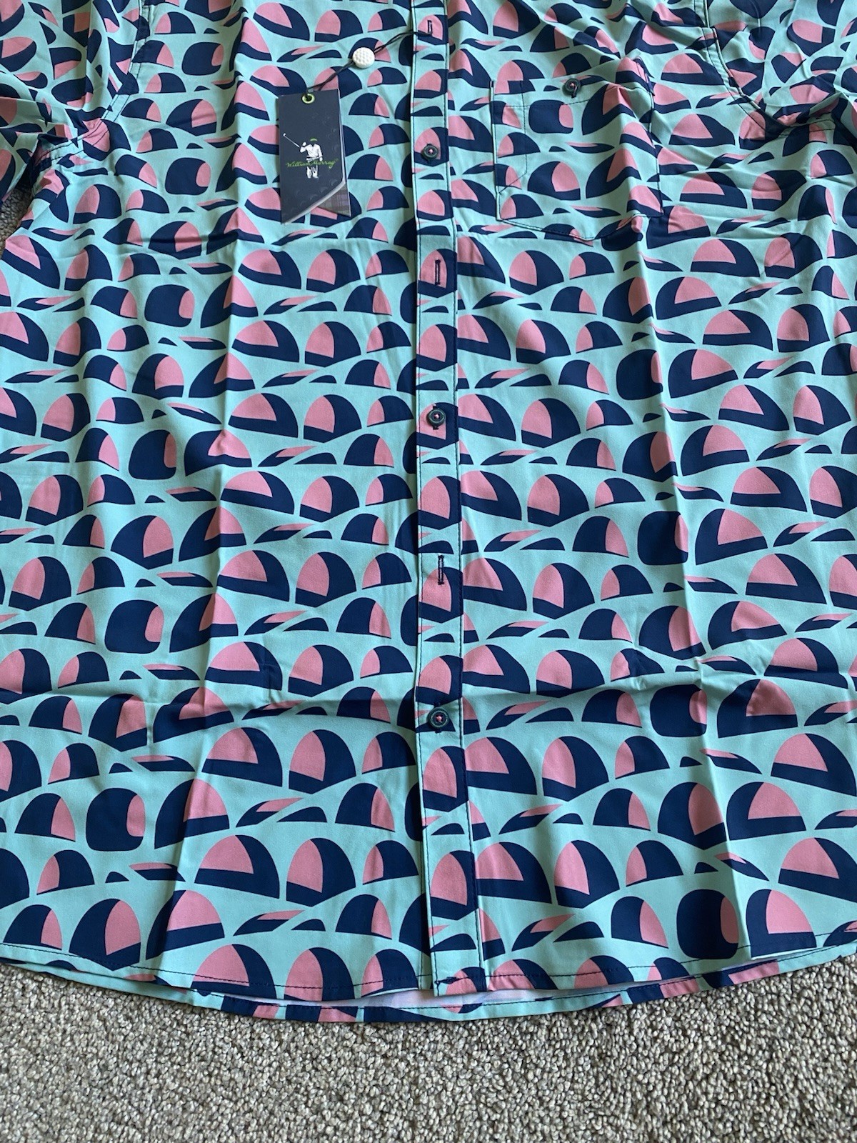 X-LARGE William Murray Golf Men's Building Bridges Button Shirt Short Sleeve NEW