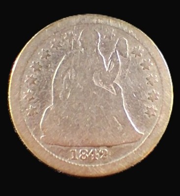 1842 Seated Libery Dime - 10c - 90% Silver - FREE SHIPPING!!