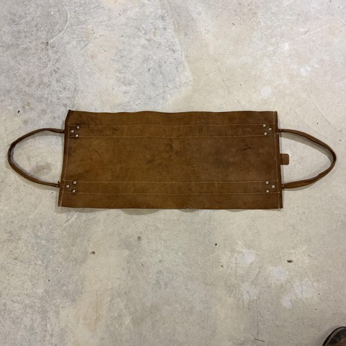 Action 5203 Genuine Leather Suede Log Carrier Tote Brown Firewood Holder USA
