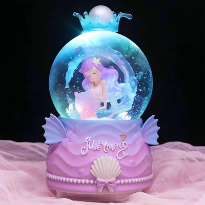 Snow Globes,Music Box Gifts for Girl,Mermaid Music Snowglobes with LED Lights...