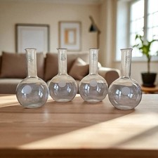 Vintage Pyrex Lab Flasks 250 ML Set of 4 Apothecary Flat Bottom Propagation Vase