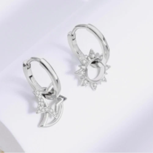 creolen silber 925 anhänger Sonne Mond Stern - Bild 2 von 3