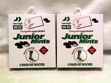 JUNIOR MINTS Chocolate Peppermint Candy SOCKS lot 2 pair xmas gift boxed trendy