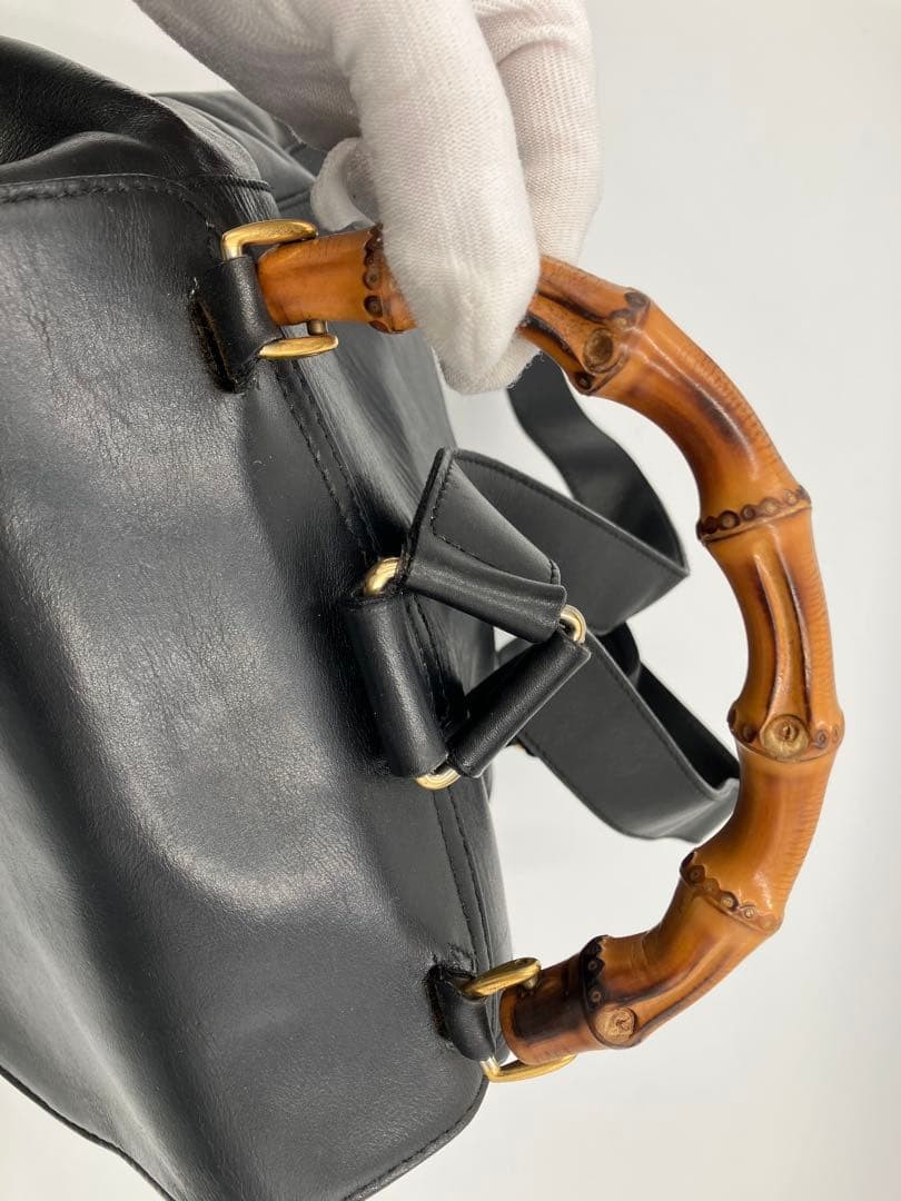 GUCCI Bamboo Drawstring Mini Backpack Rucksack Le… - image 10