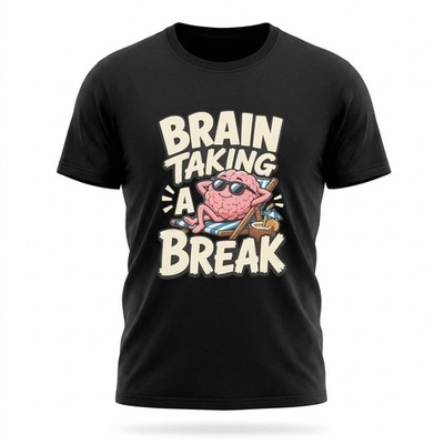 Brain Taking a Break Funny Relaxing Brain Cartoon Black T-Shirt