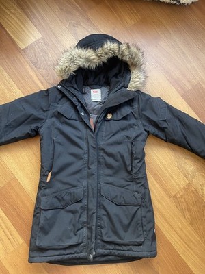 Fjällräven Nuuk Parka Women's Insulated Jacket Hooded Winter Coat Black Small