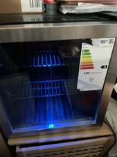 Drinks Fridge With Glass Door And Blue Light At His Temperature Controlled