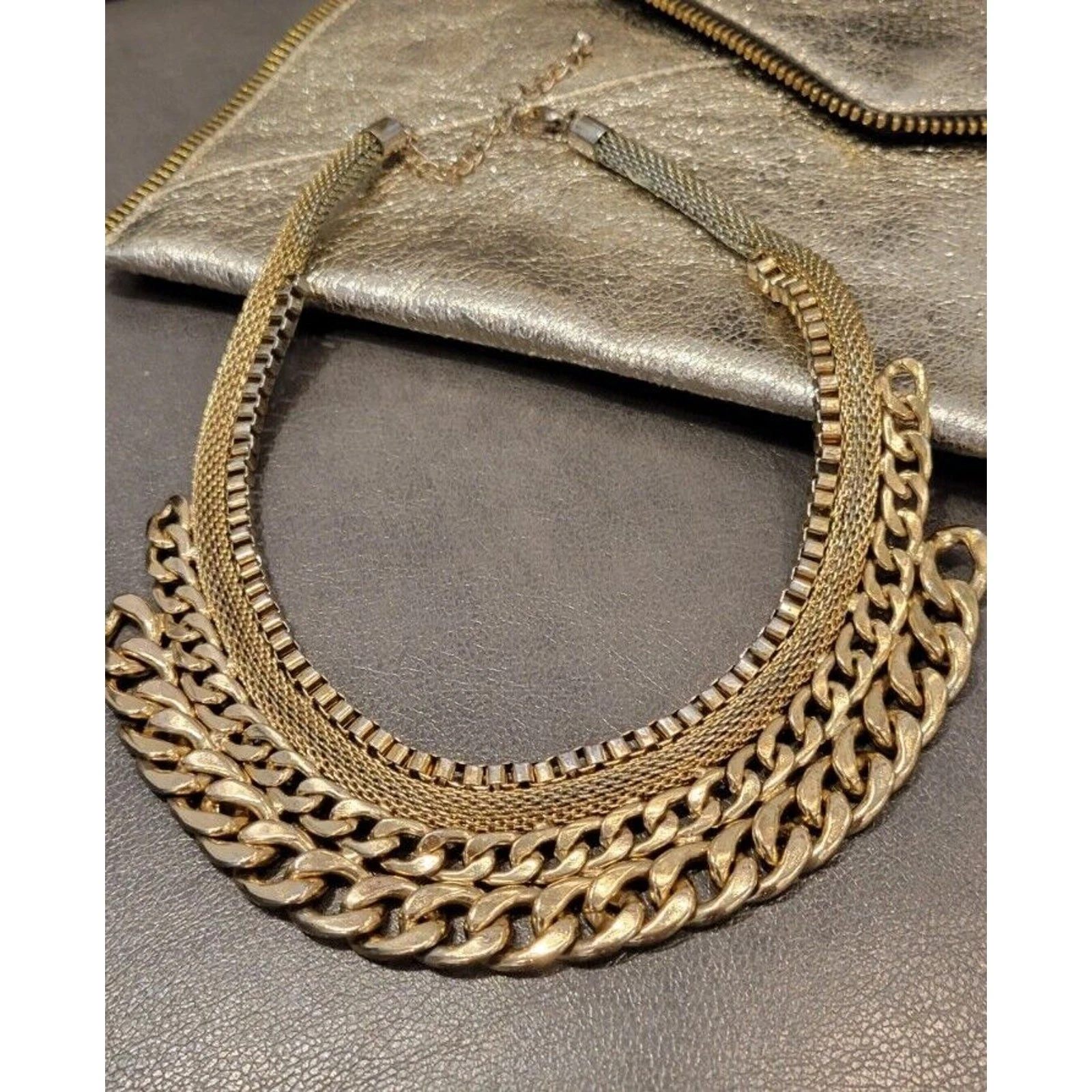 VETEMENTS Collana donna oro catena dichiarazione strati maglia cubana corda bavaglino bigiotteria moda