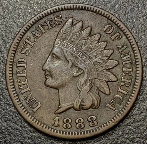 1888 Indian Head Cent Penny IHC 1c BETTER DATE Original VF+/XF Full LIBERTY