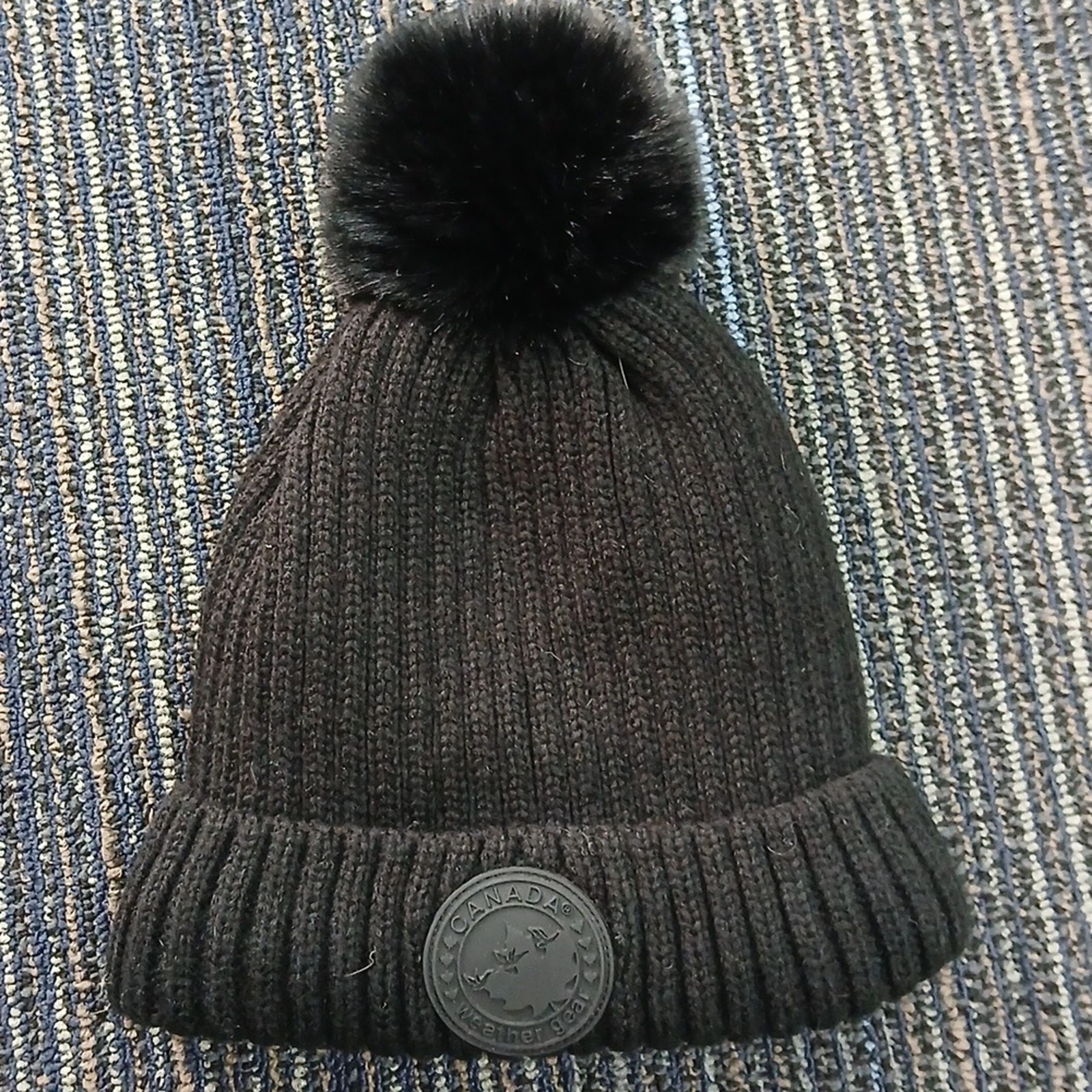 Canada Weather Gear Pom Pom Beanie Fleece Lined Black