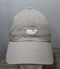 Vineyard Vines Grey Pink Small Whale Logo Dad Hat Adjustable Strap Adult OSFM