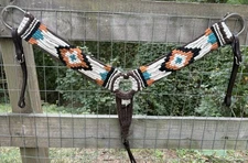 Teal Multi String WOOL Western Breast Collar Horse Size Tack