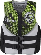 Full Throttle Junior Hinged Rapid Dry Neoprene Life Jacket, Green