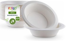 200 Eco-Friendly Sugarcane Bowls, 16oz Biodegradable Disposable for Parties