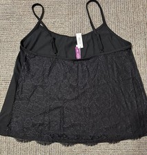 Adore Me Tank Top Jet Black Lacey Back Size XL Baby Doll Cami Adj. Strap NEW