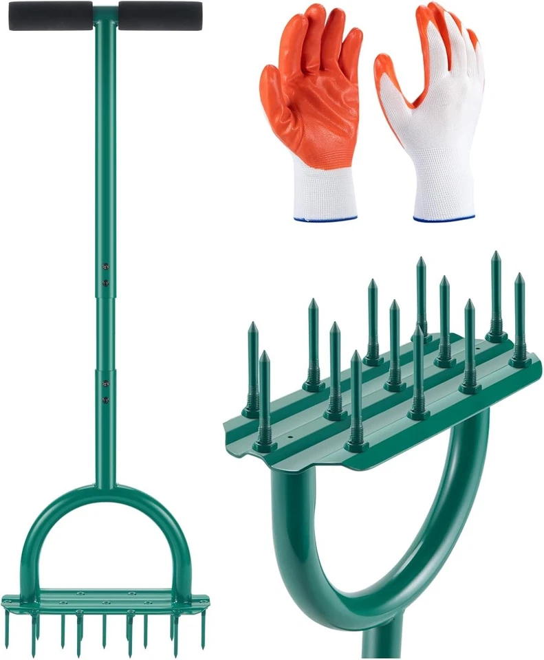 Herramienta de aireador de césped manual con 13 picos de suelo Foto 3 de 4