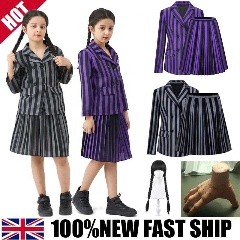 Wednesdays Addams Costume Nevermore Academy Kid&Adult Uniform Dress Suit~Cosplay