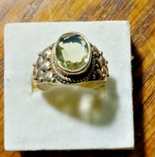 Green Amethyst sterling silver ring s 7.75