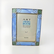 Malden Handmade Art Glass Photo Frame 5" x 7 Leaded Glass 