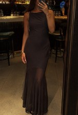 ASOS Long Brown Bodycon Dress With Sheer Hem Maxi Size S 8 10