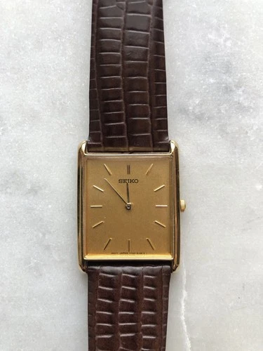 VTG Seiko Tank Men’s Watch V700-5K30 Brown Leather Strap **Needs Battery**