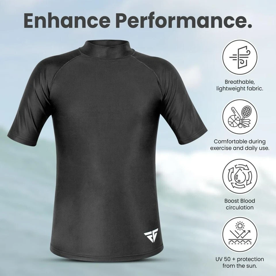 Men’s FIT GEAR Rash Guard T-Shirt – Short Sleeve Sports Compression Top - Image 2 of 4