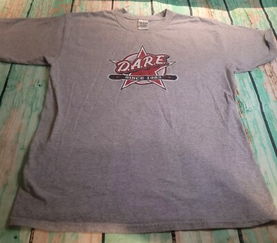 Vintage Shirt DARE T-Shirt Men's Size L Gray 90s D.A.R.E. Drug Awareness 