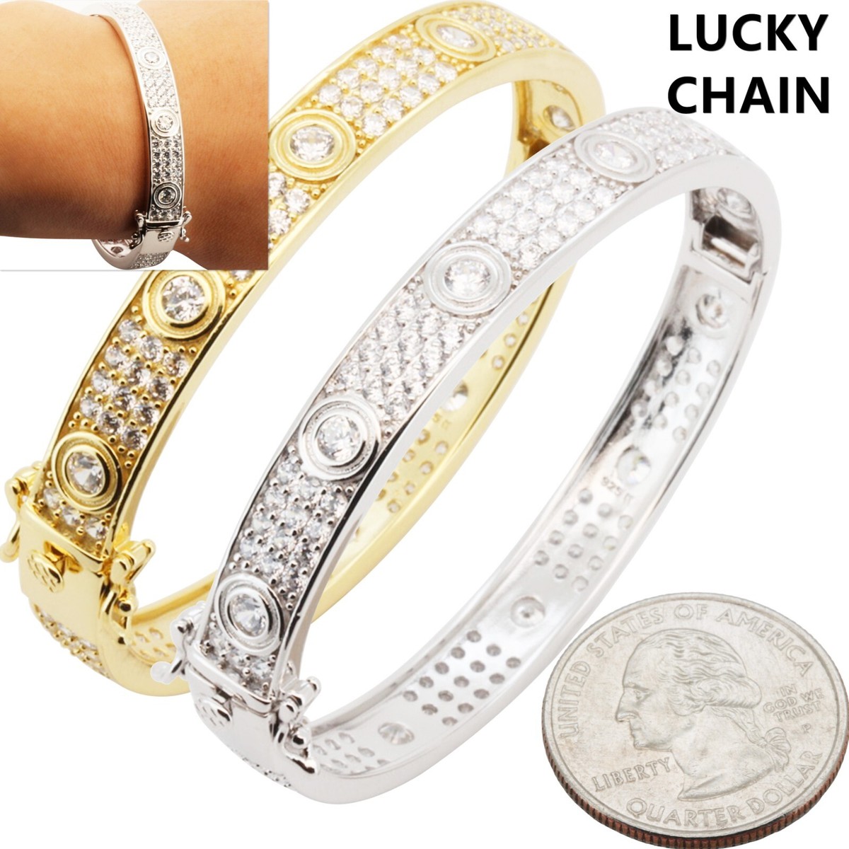 925 STERLING SILVER BLING BRACELET BANGLE 7.5''8MM 23g F43 925 STERLING SILVER BLING BRACELET BANGLE 7.5''8MM 23g F43