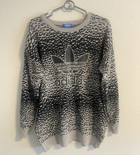 Womens Oversized Adidas Leopard/Cheetah Print Knit Sweater - Size M With Pockets