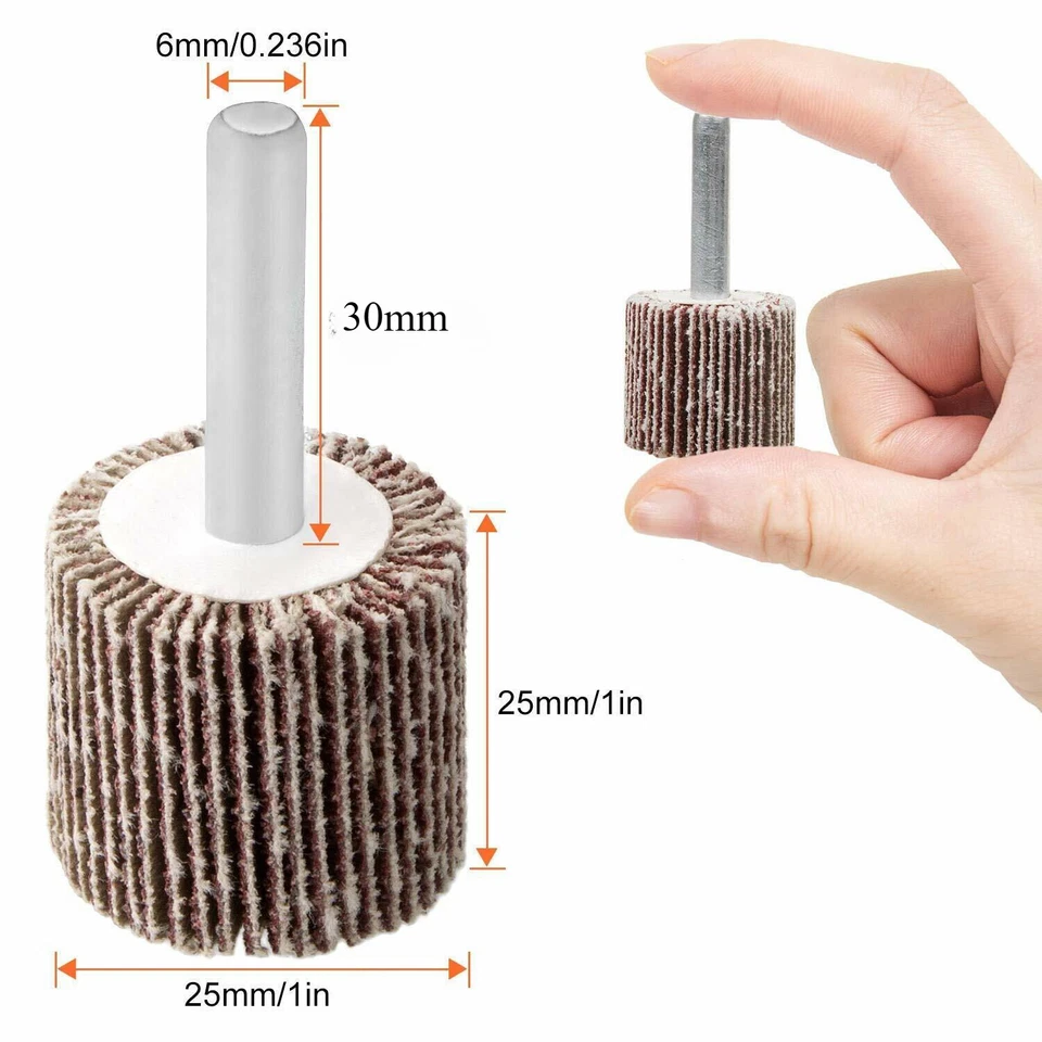 20x Lijadora de rueda de aleta de taladro 1x1x1/4" lijadora de aleta 40 60 80 120 grano Foto 2 de 4