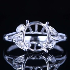 10x8mm Oval Cut Sterling Silver Diamond Semi Mount Engagement Jewelry Fine Ring